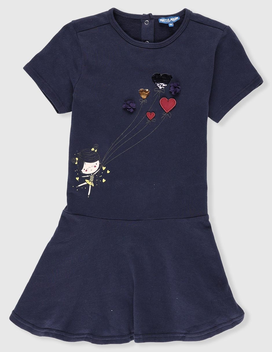 Vestido manga regular para niña
