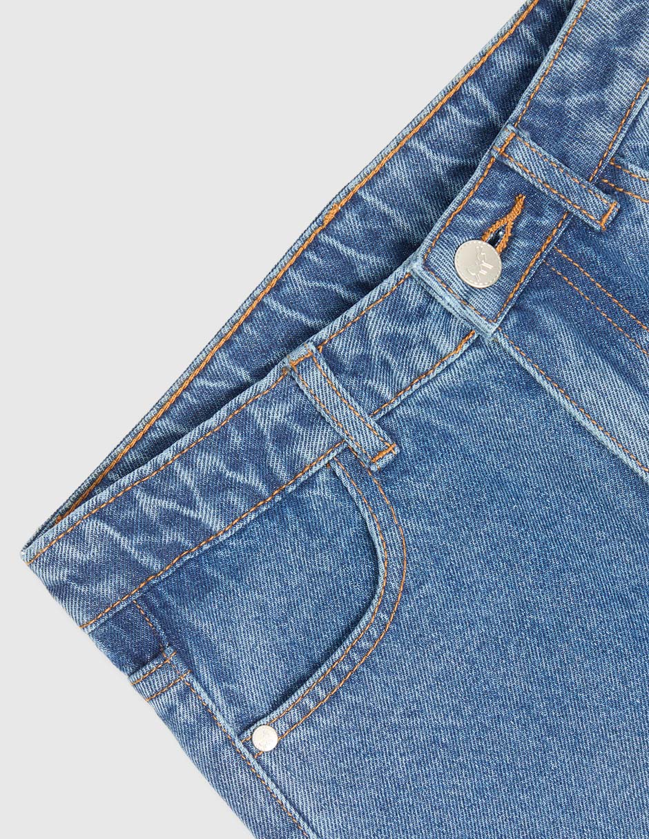 Jeans cargo amplio deslavado para niña 4