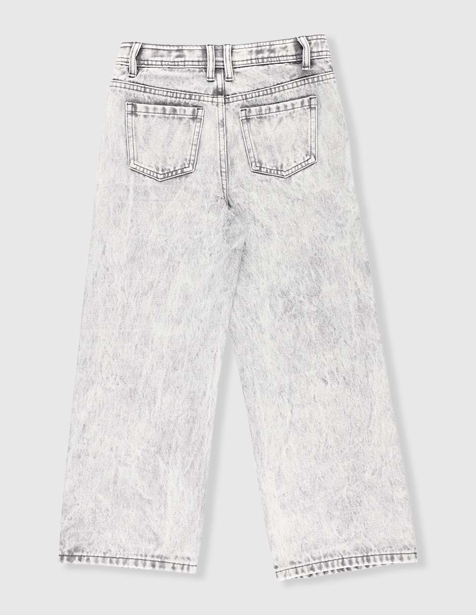 Jeans amplio lavado claro para niña 2