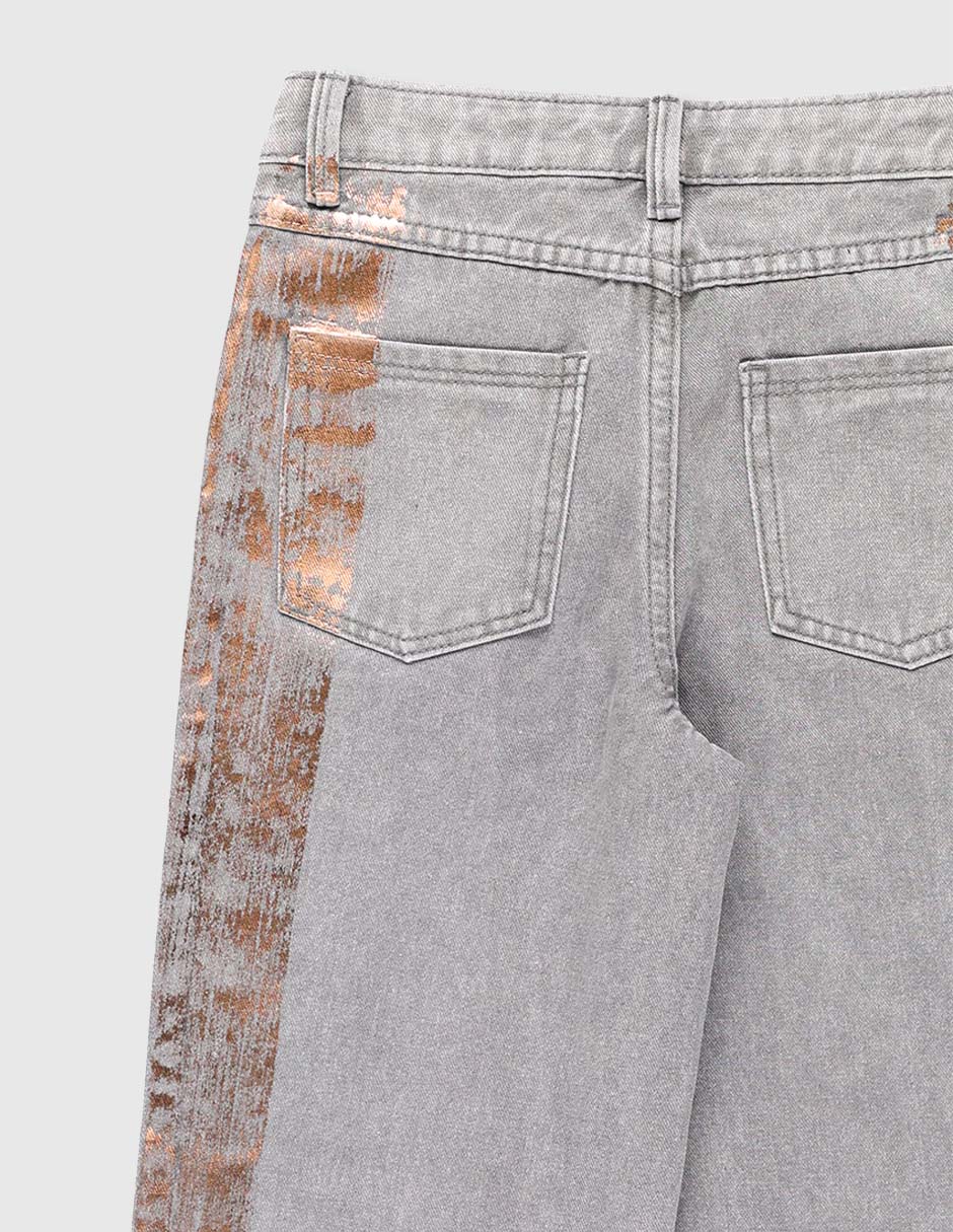 Jeans straight lavado obscuro para niña 4