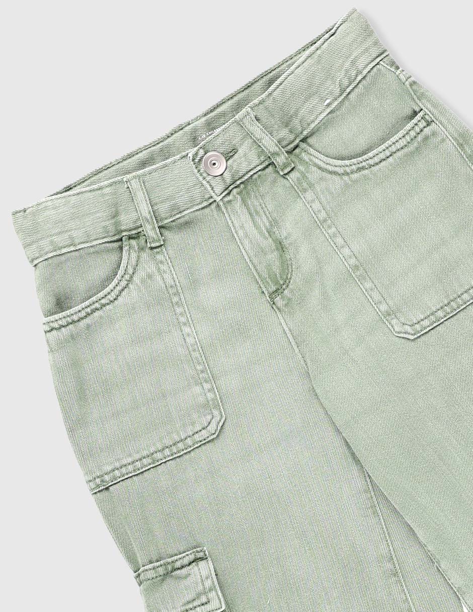 Jeans cargo amplio lavado claro para niña 3