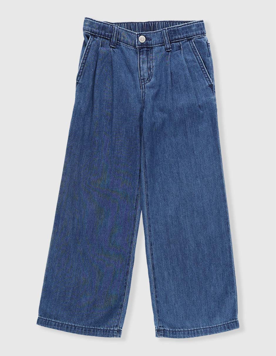 Jeans amplio lavado obscuro para niña