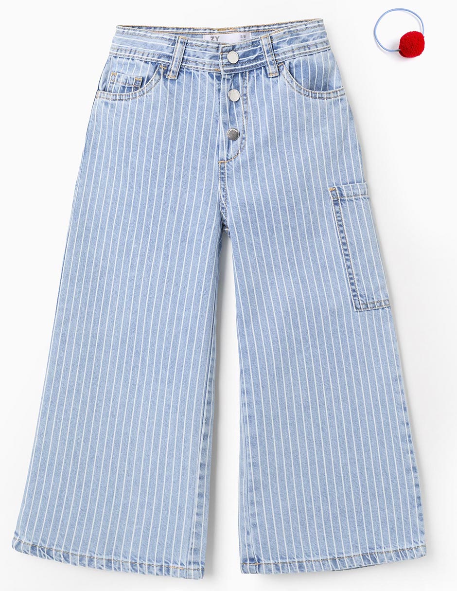 Jeans amplio lavado claro para niña Jeans amplio lavado claro para niña