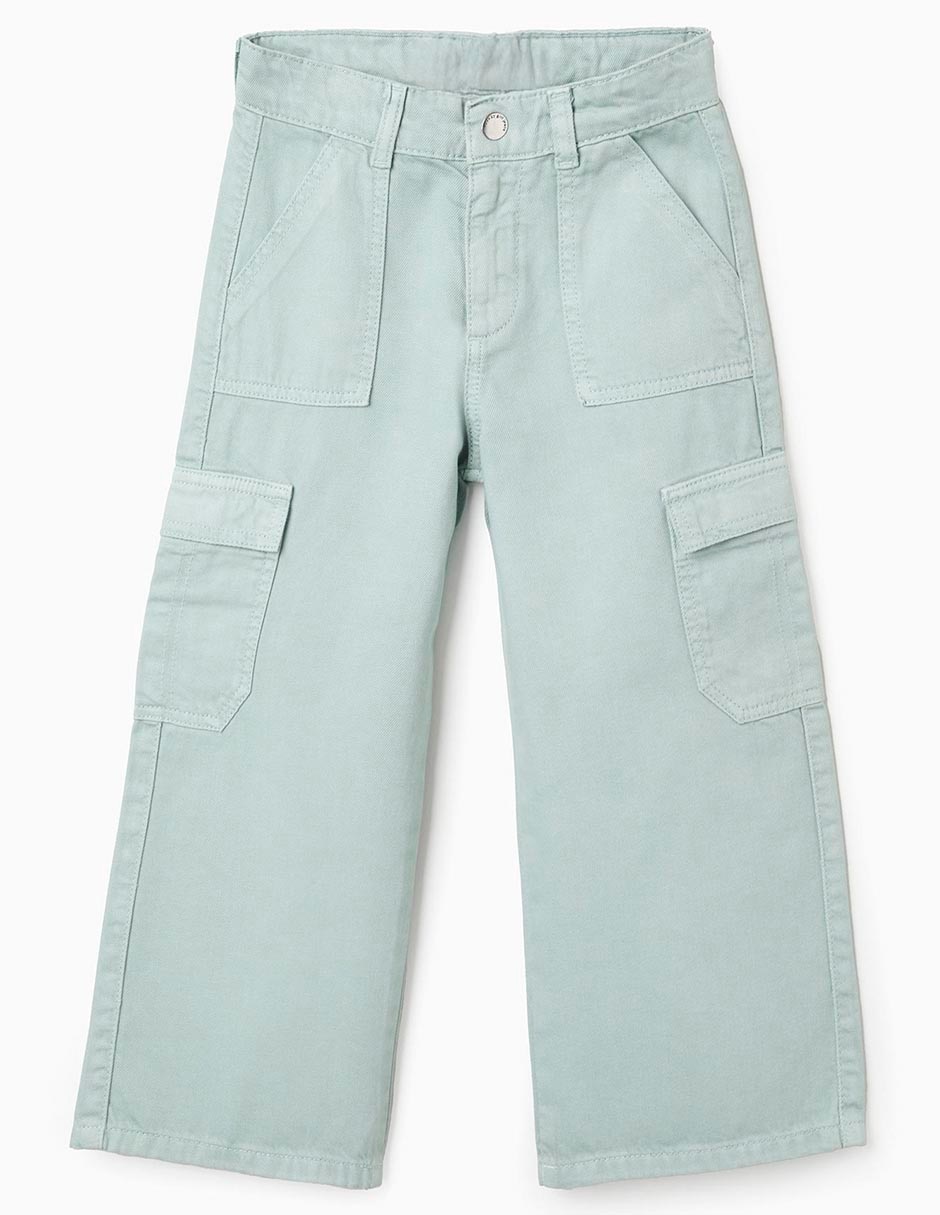 Jeans amplio lavado claro para niña