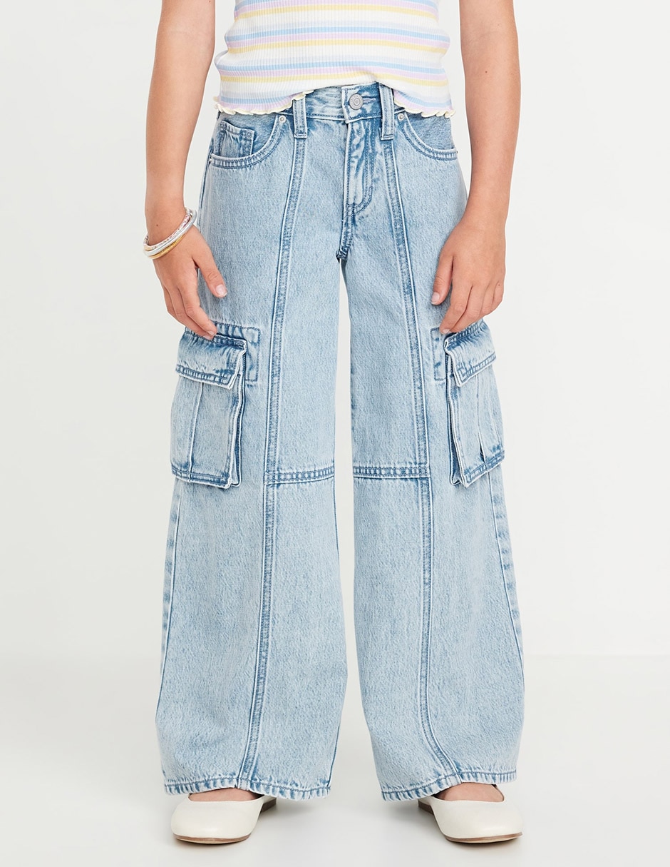 Jeans baggy old navy lavado claro para niña
