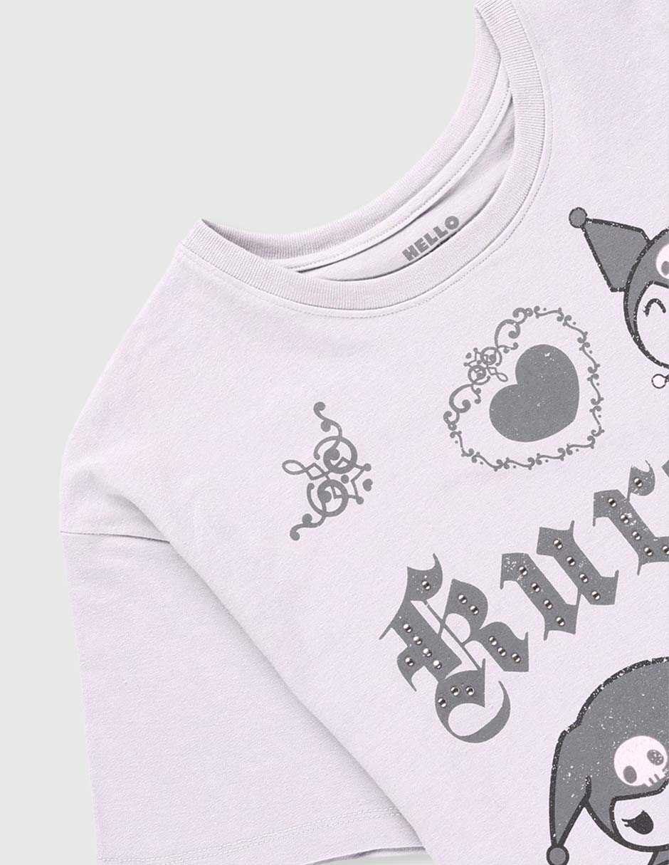 Playera Kuromi manga corta para niña 4