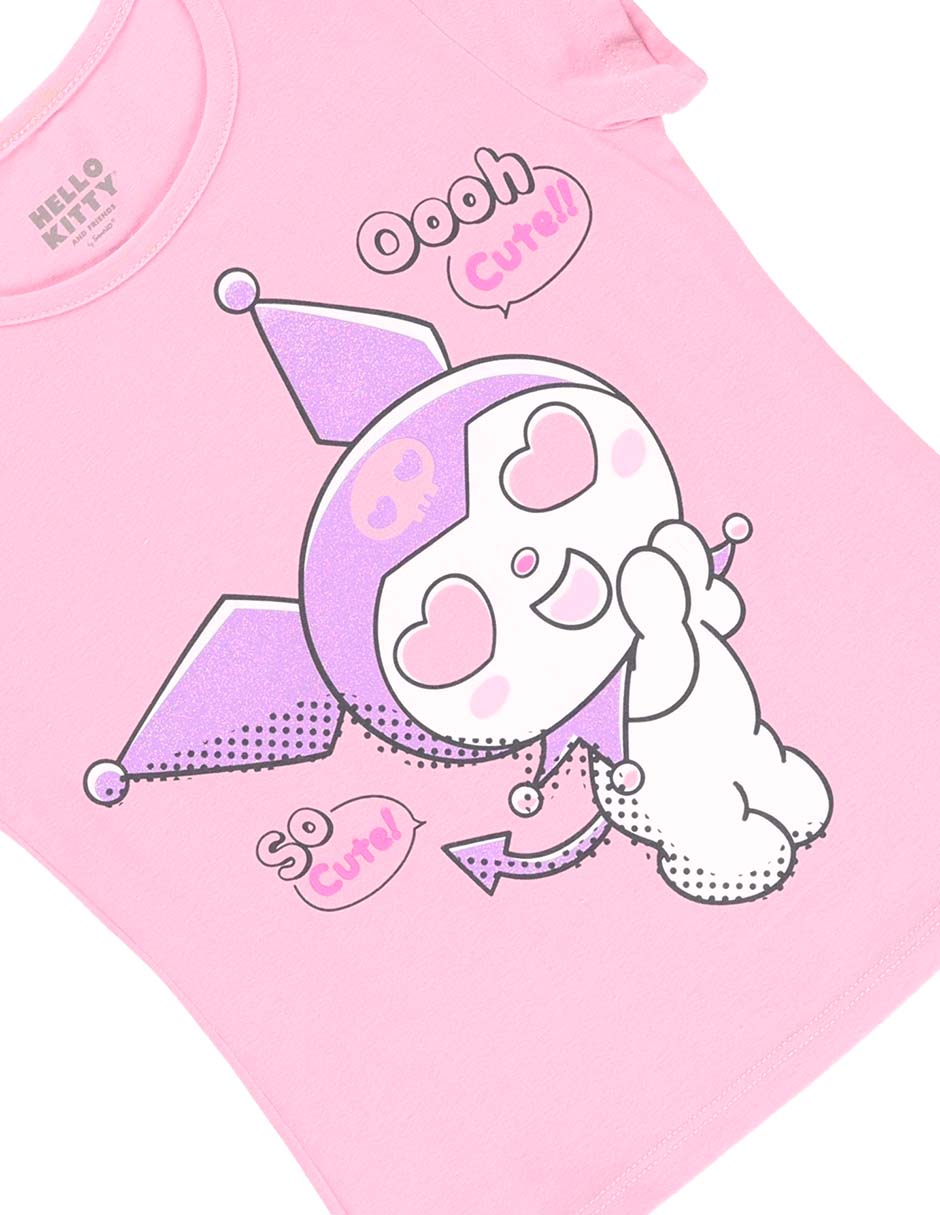 Playera Kuromi manga corta para niña 4