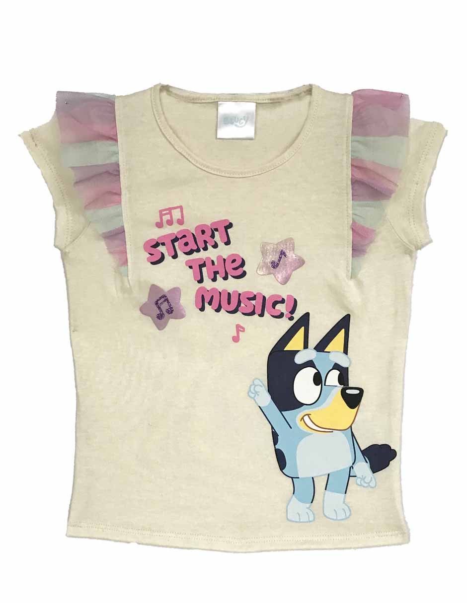 Playera Bluey manga corta para niña Playera Bluey manga corta para niña