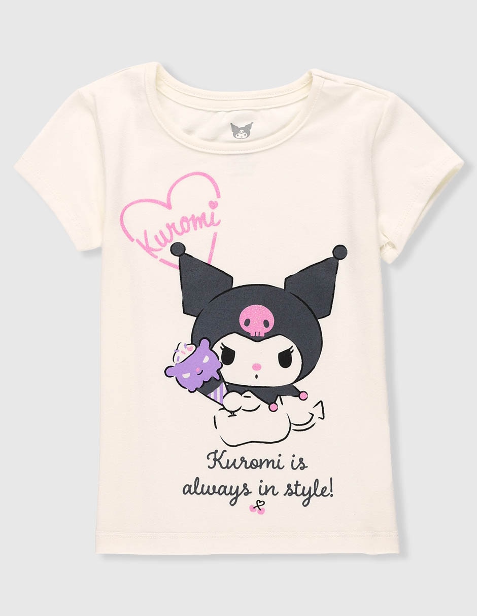 Playera Kuromi manga corta para niña