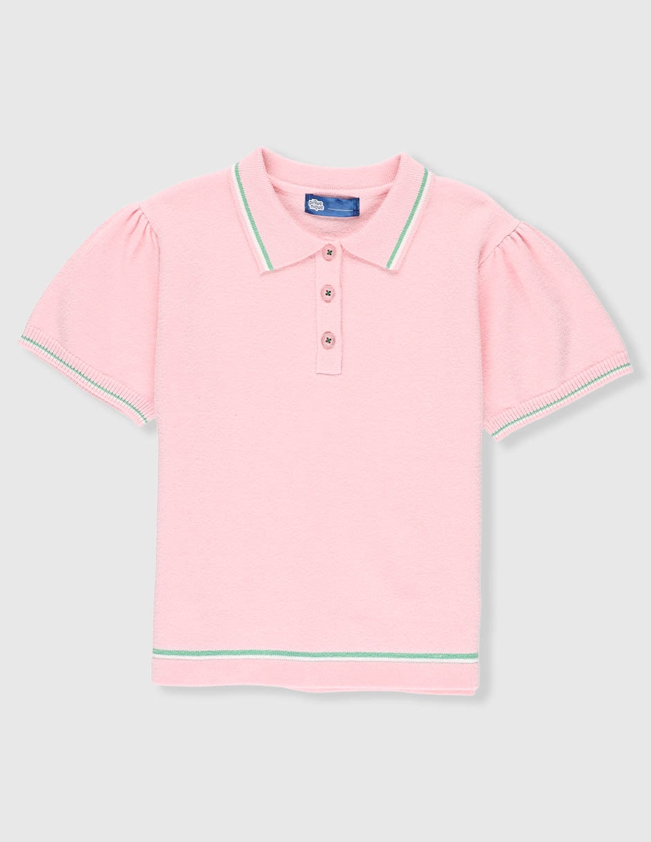 Playera tipo polo de algodón para niña