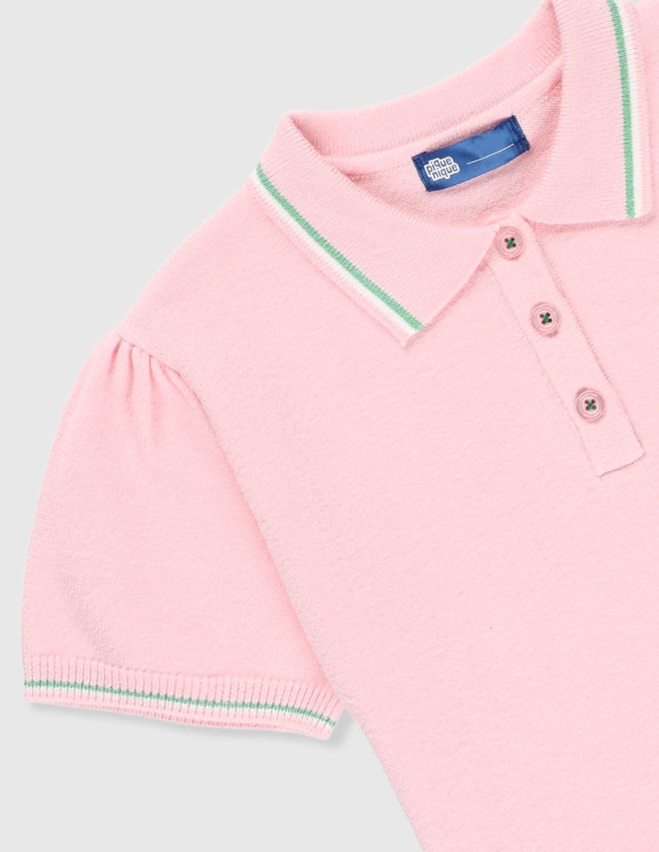 Playera tipo polo de algodón para niña 3