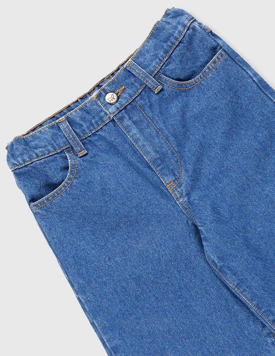 Jeans straight lavado obscuro para niña 3