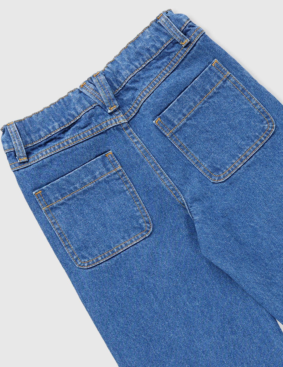 Jeans straight lavado obscuro para niña 4