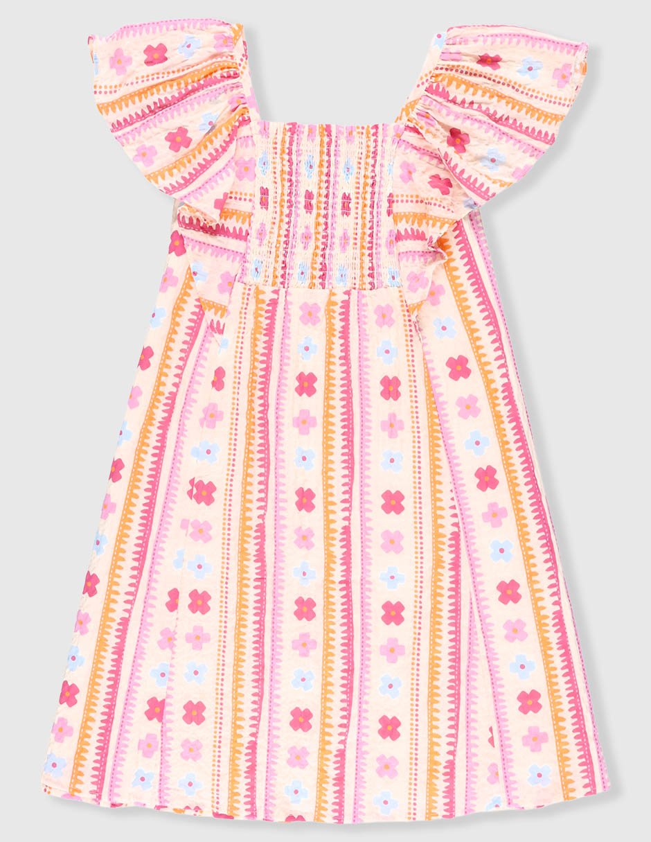 Vestido manga volantes para niña