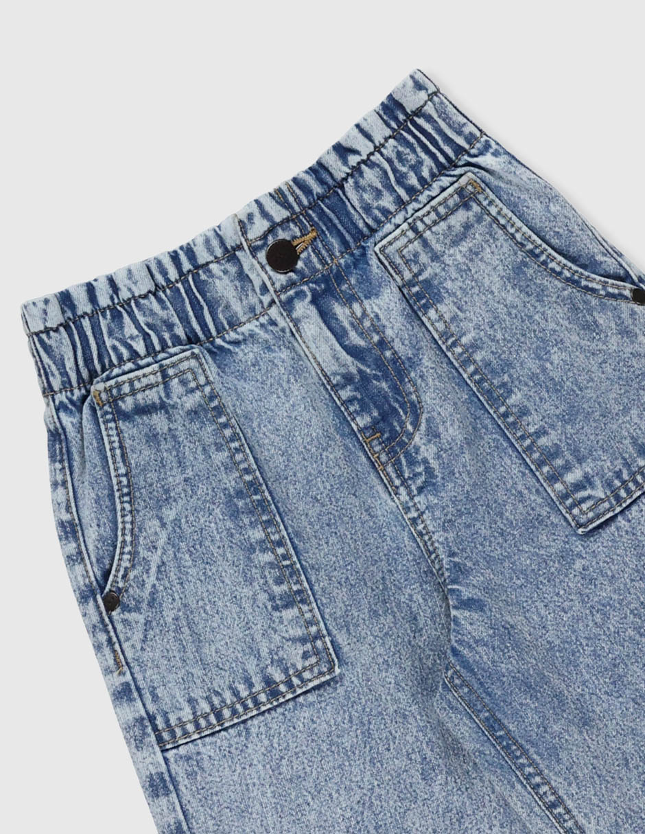 Jeans amplio lavado bitono para niña 6