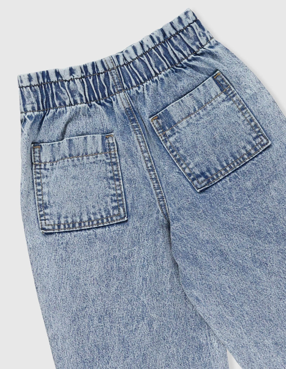 Jeans amplio lavado bitono para niña 7
