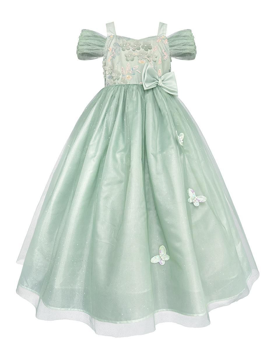 Vestido Fiesta manga con pliegues para niña 2