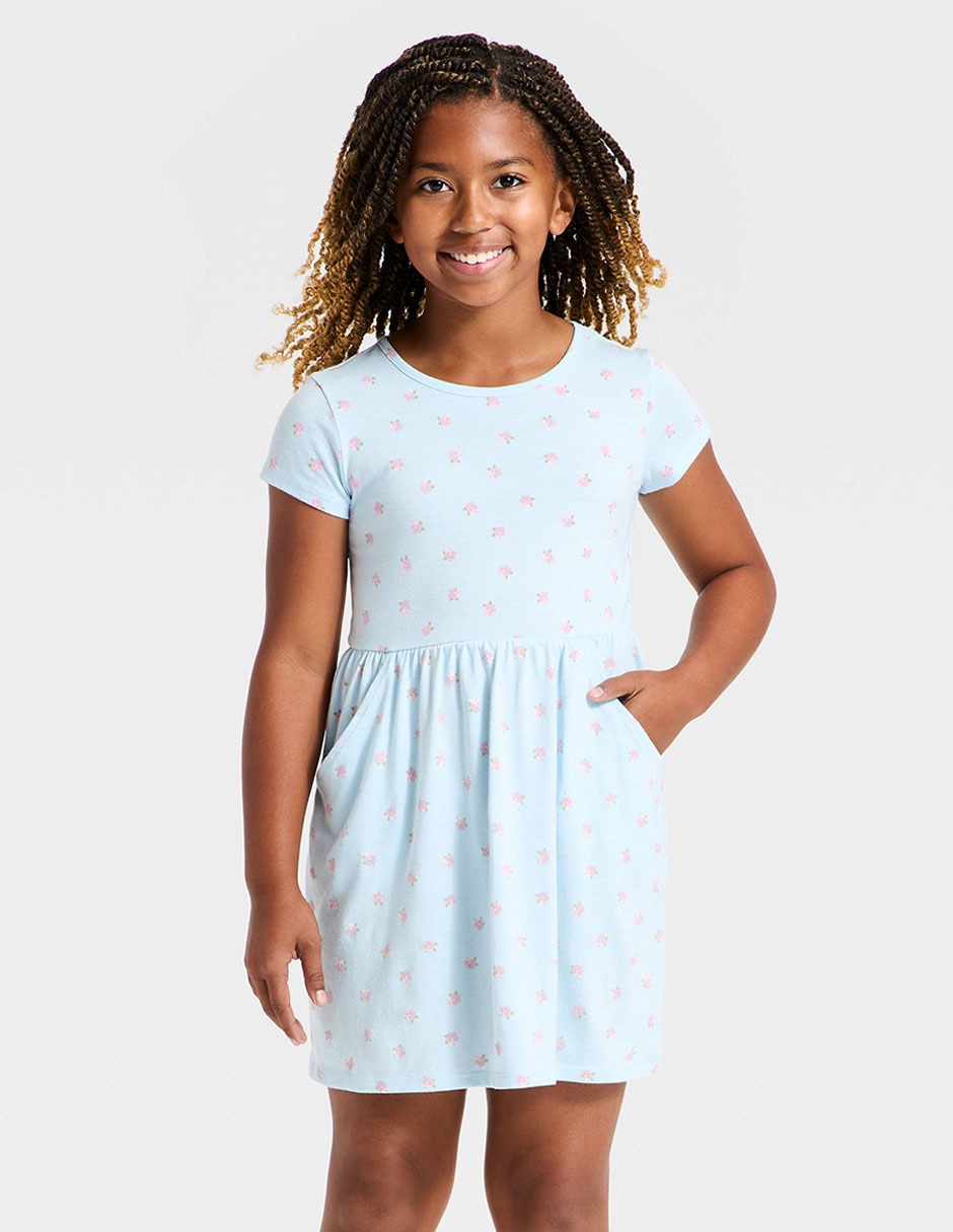 Vestido manga corta para niña