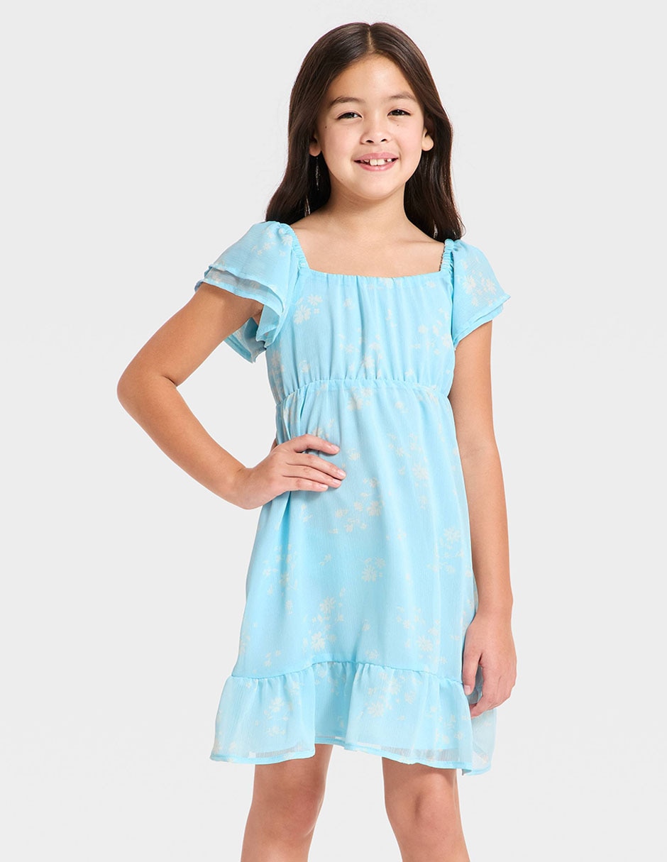 Vestido manga corta para niña