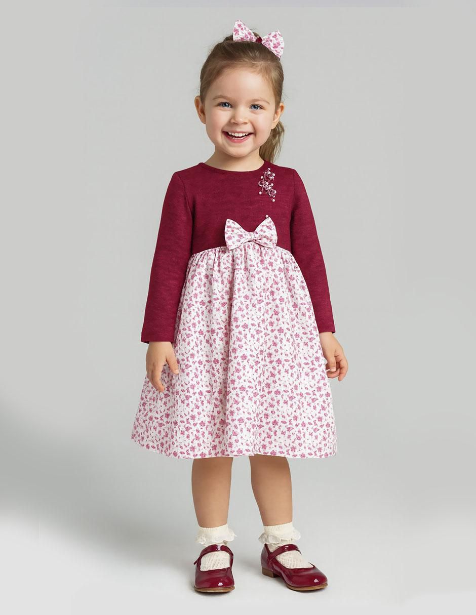 Vestido manga larga para niña