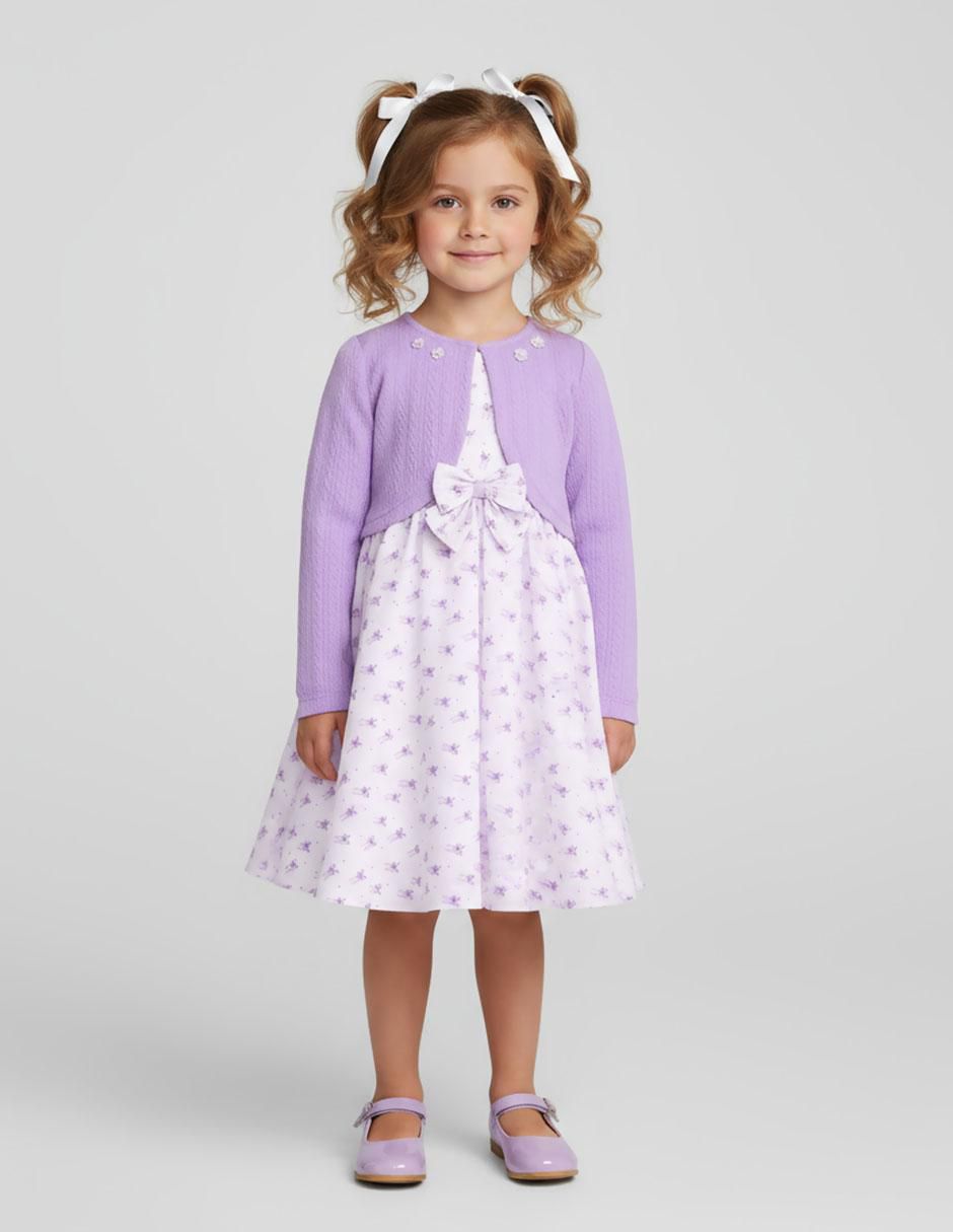 Vestido con suéter Casual manga regular para niña