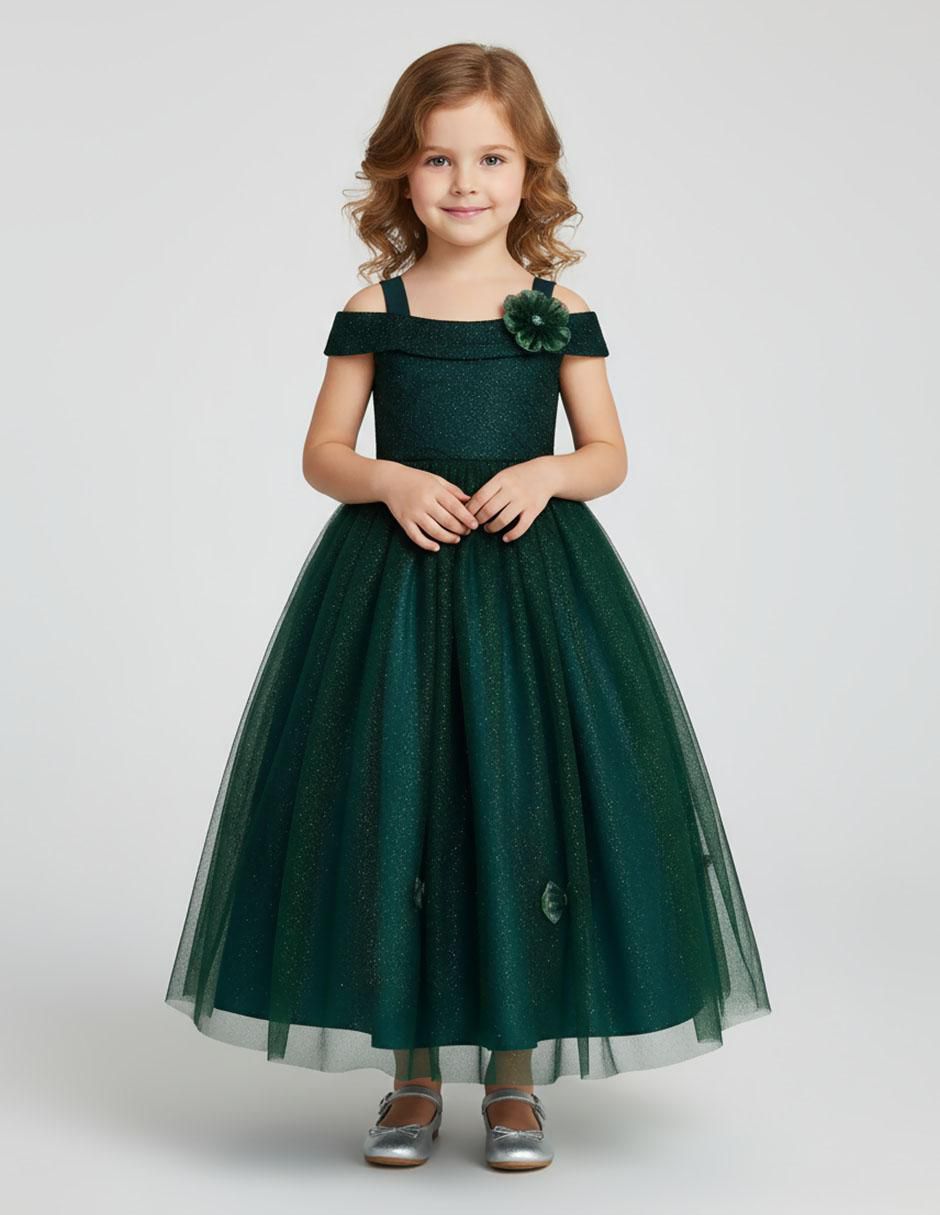 Vestido Fiesta manga caída para niña