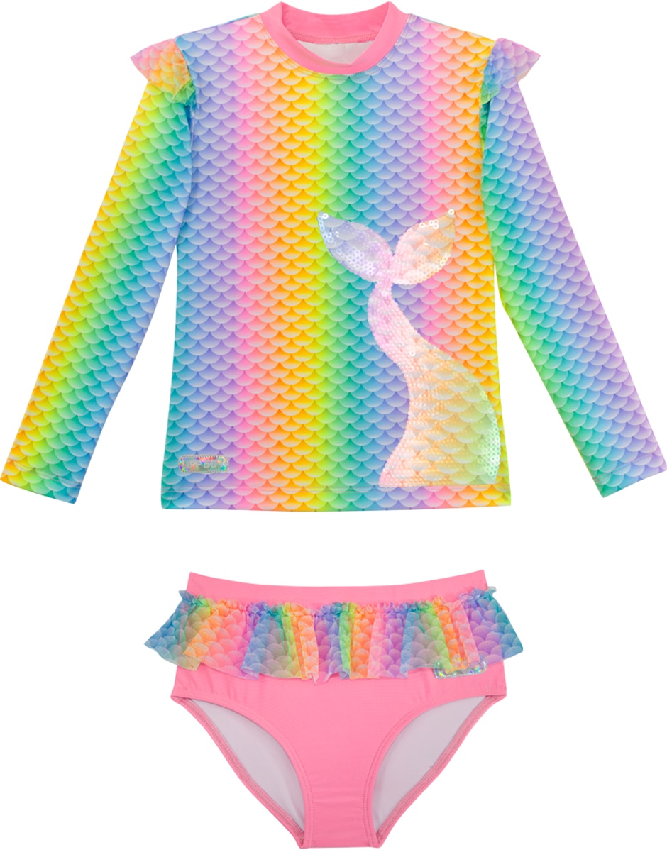 Conjunto wetshirt estampado bloques de color para niña Conjunto wetshirt estampado bloques de color para niña