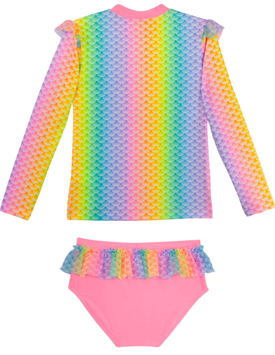 Conjunto wetshirt estampado bloques de color para niña 2