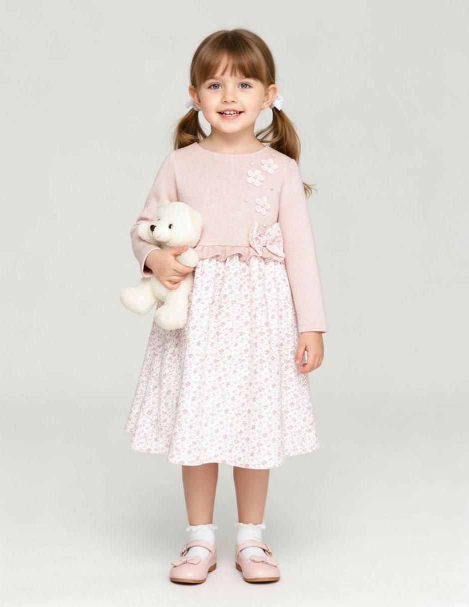 Vestido Montevideo manga larga para niña