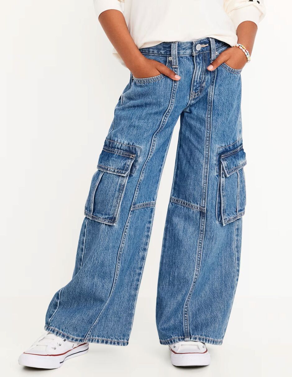 Jeans baggy lavado obscuro para niña