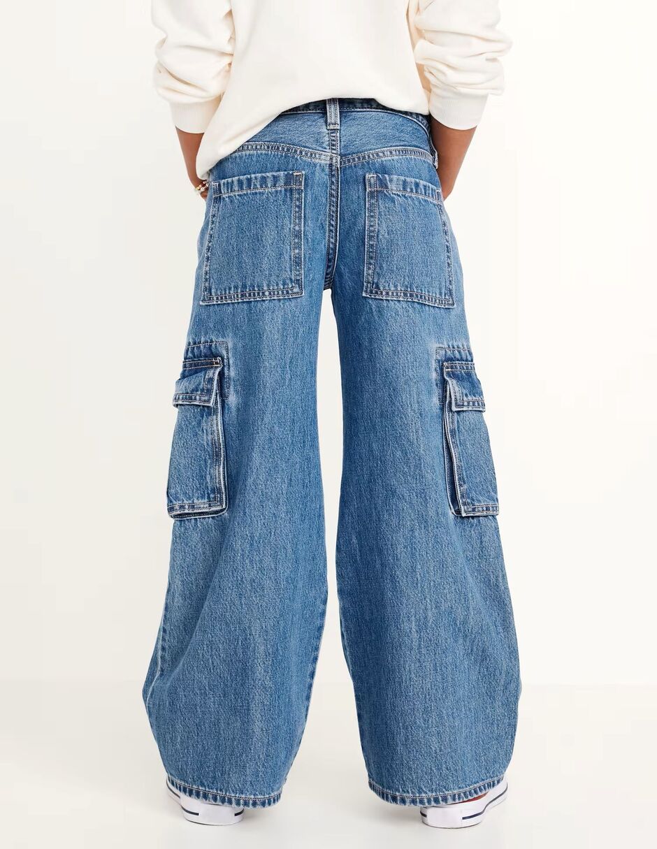 Jeans baggy lavado obscuro para niña 2