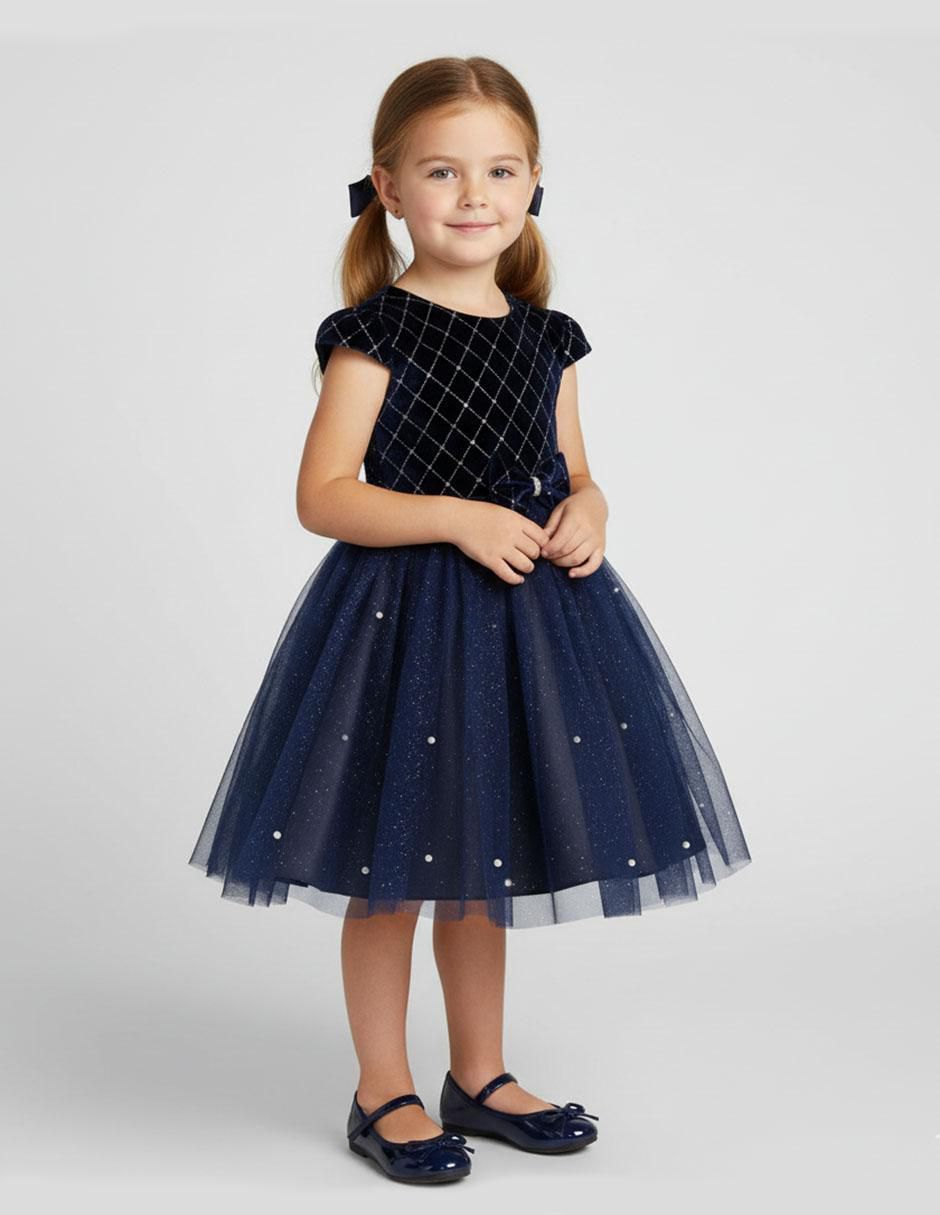 Vestido Austria manga con pliegues para niña