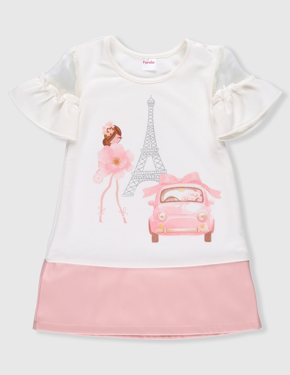 Vestido manga volantes para niña