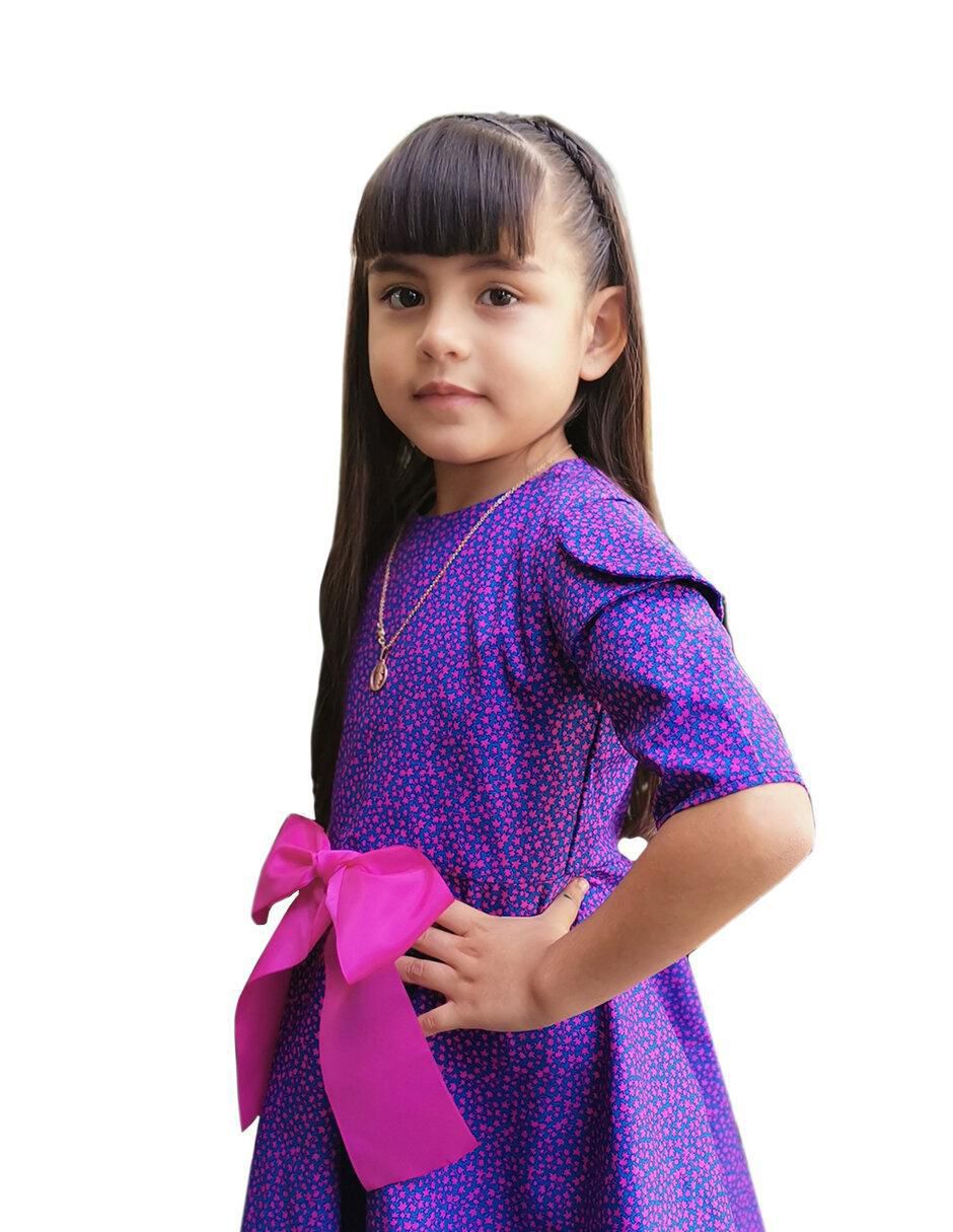 Vestido Flor Maple manga tulipán para niña 3
