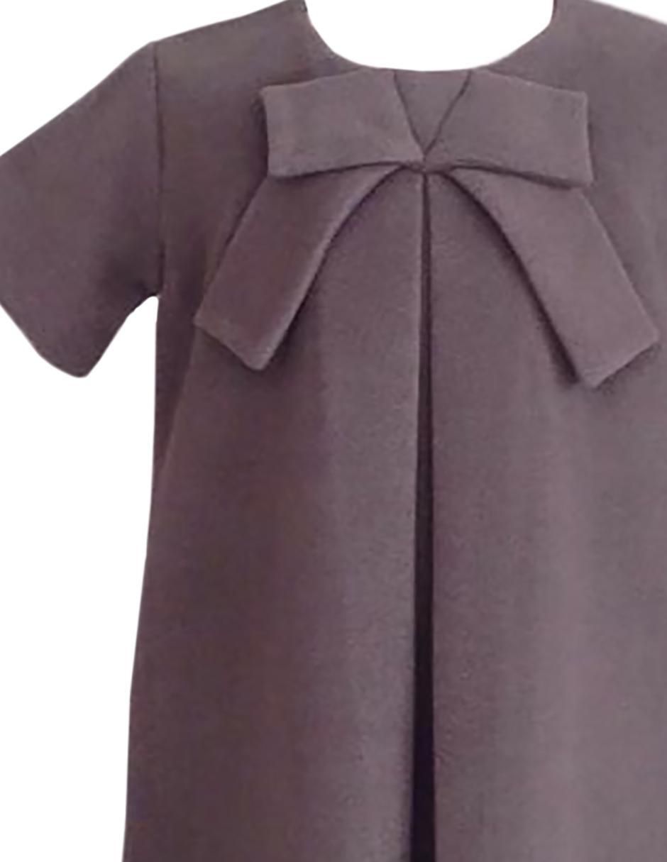 Vestido Lana Taupe manga regular para niña 2