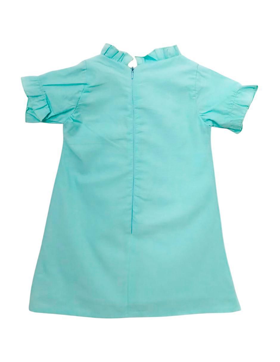 Vestido manga con pliegues para niña 2