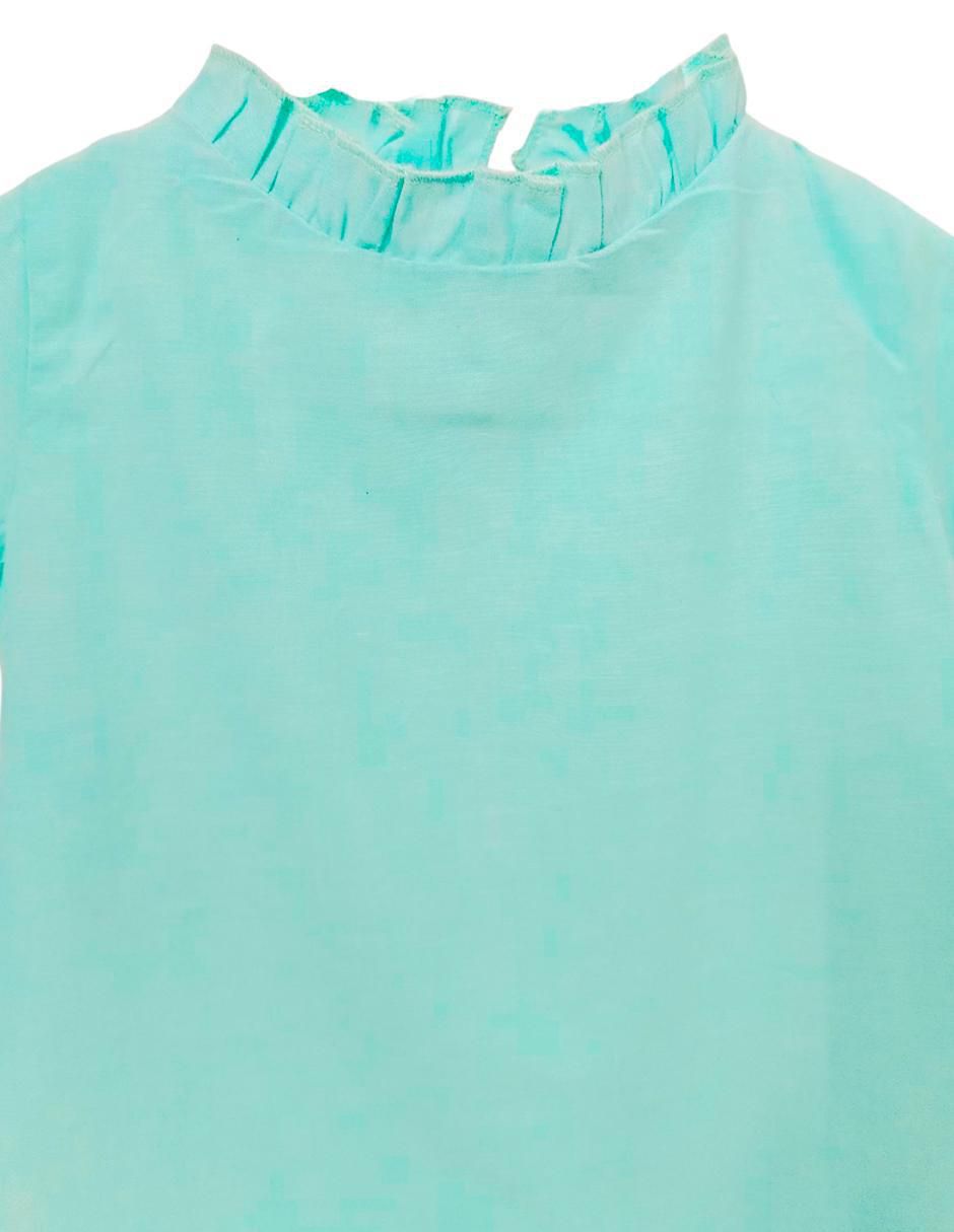 Vestido manga con pliegues para niña 3