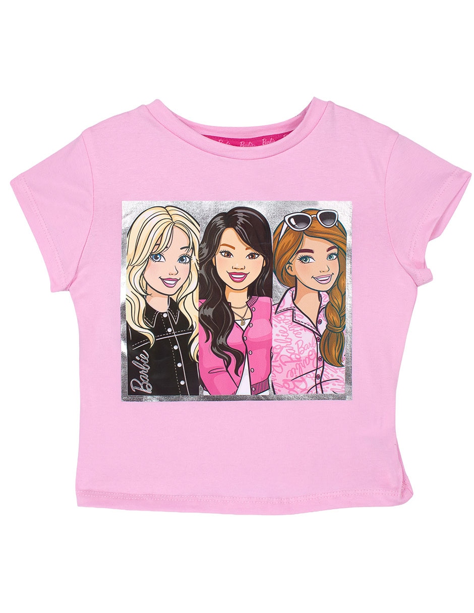 Playera Barbie manga corta para niña Playera Barbie manga corta para niña