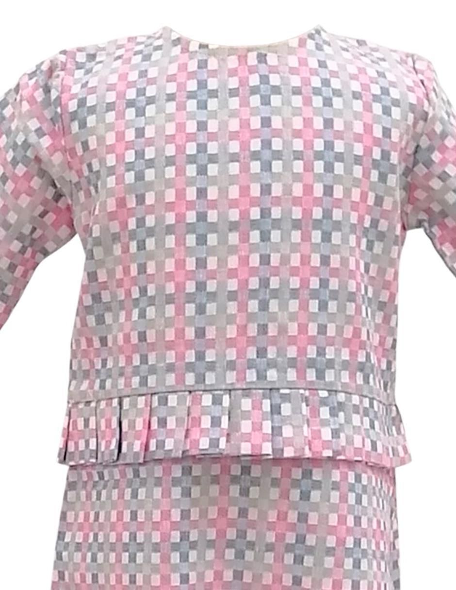 Vestido Cuadros Pastel manga regular para niña 3