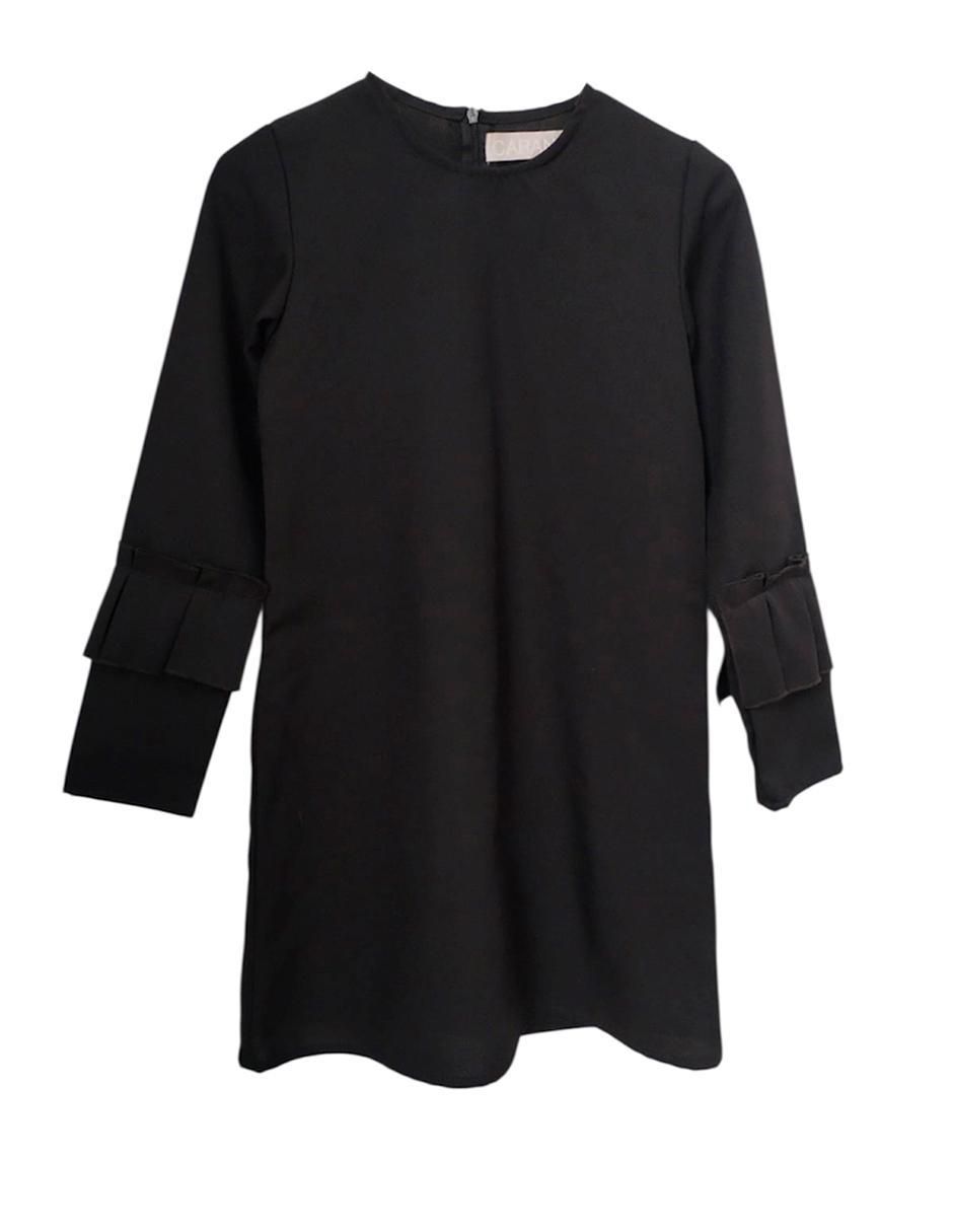 Vestido Negra manga regular para niña