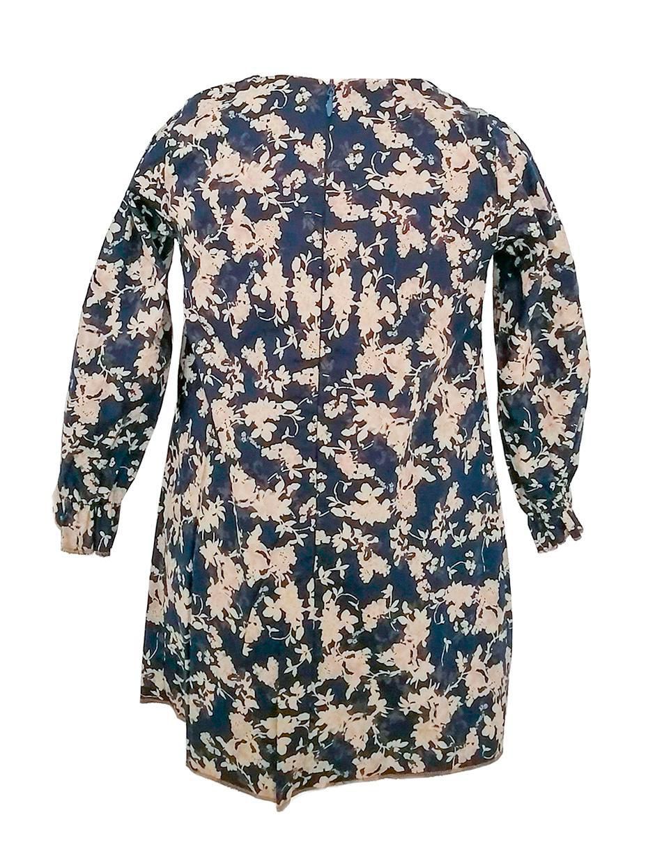 Vestido Flor Beige manga con puño para niña 2