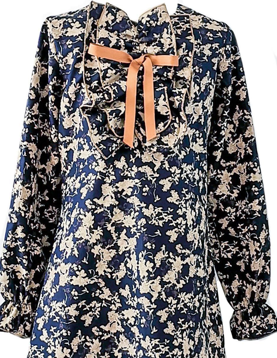 Vestido Flor Beige manga con puño para niña 3