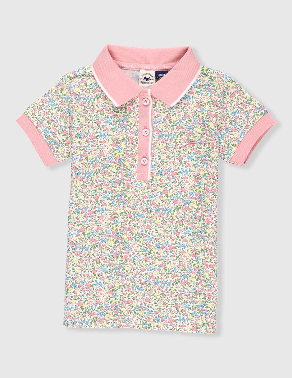 Playera tipo polo Almond de algodón para niña