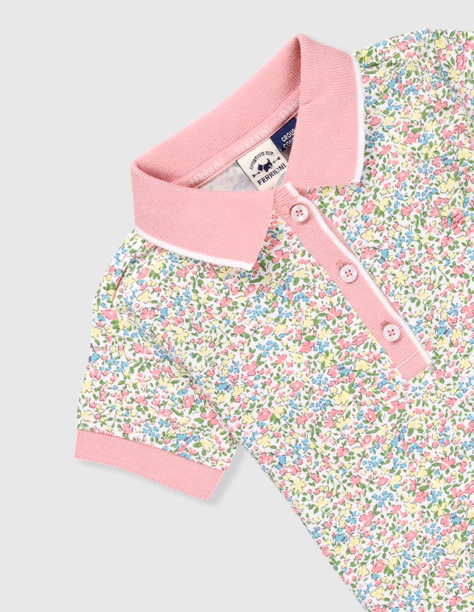 Playera tipo polo Almond de algodón para niña 3
