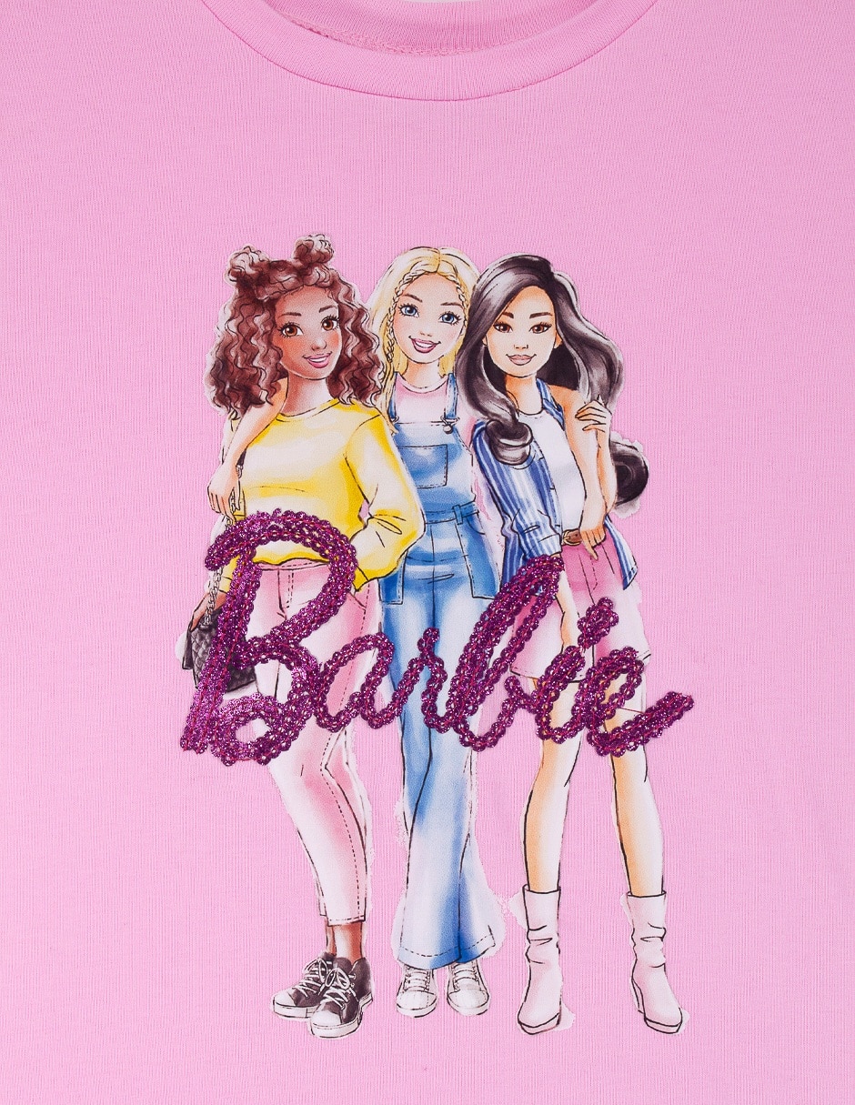 Playera Barbie manga corta para niña 3