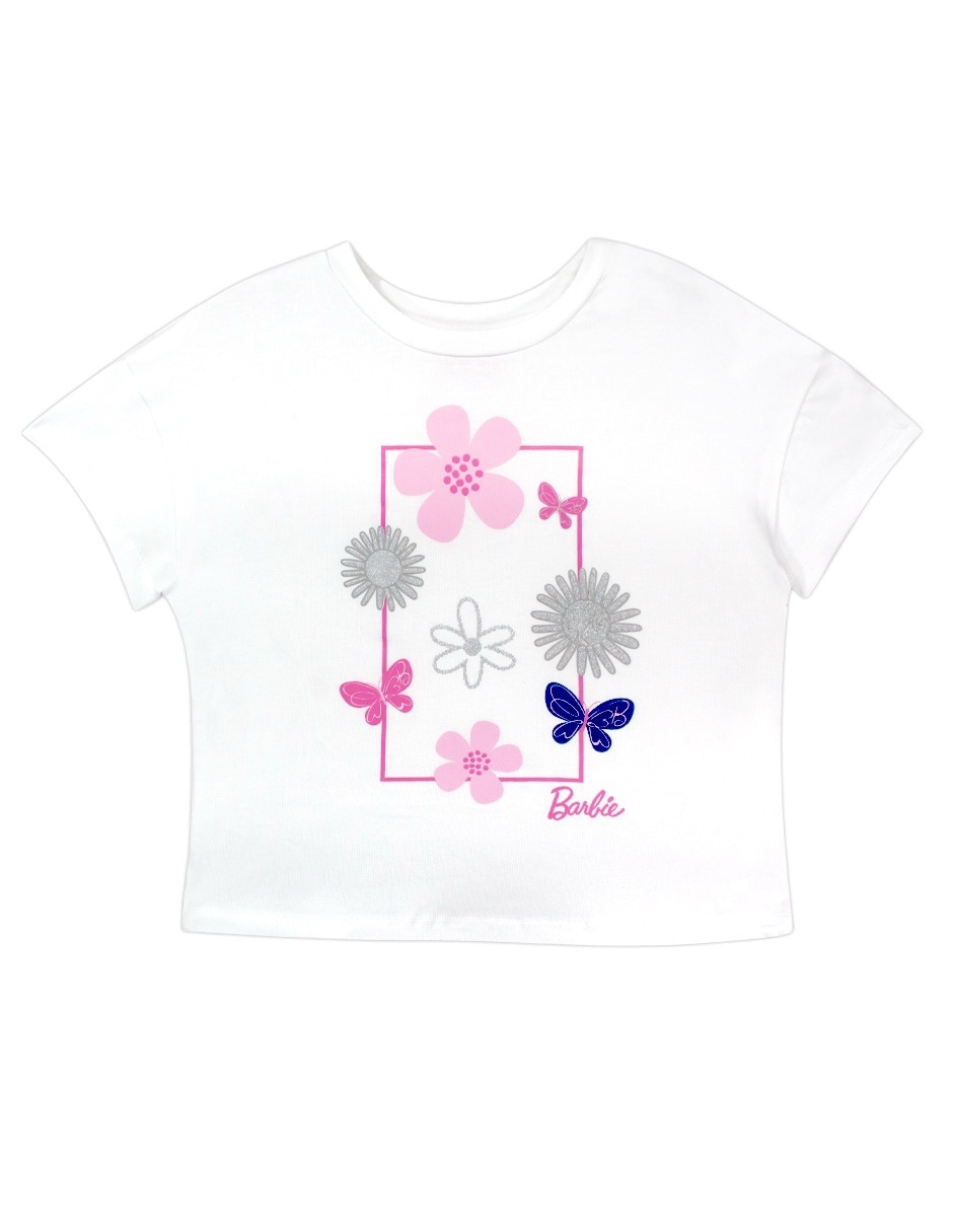 Playera Barbie manga corta para niña Playera Barbie manga corta para niña