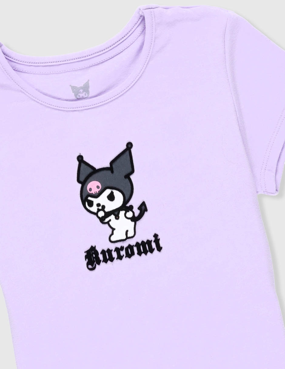 Playera Kuromi manga corta para niña 4