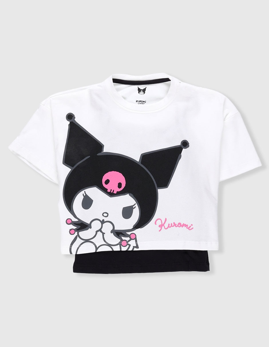 Set playera Kuromi manga corta para niña Set playera Kuromi manga corta para niña