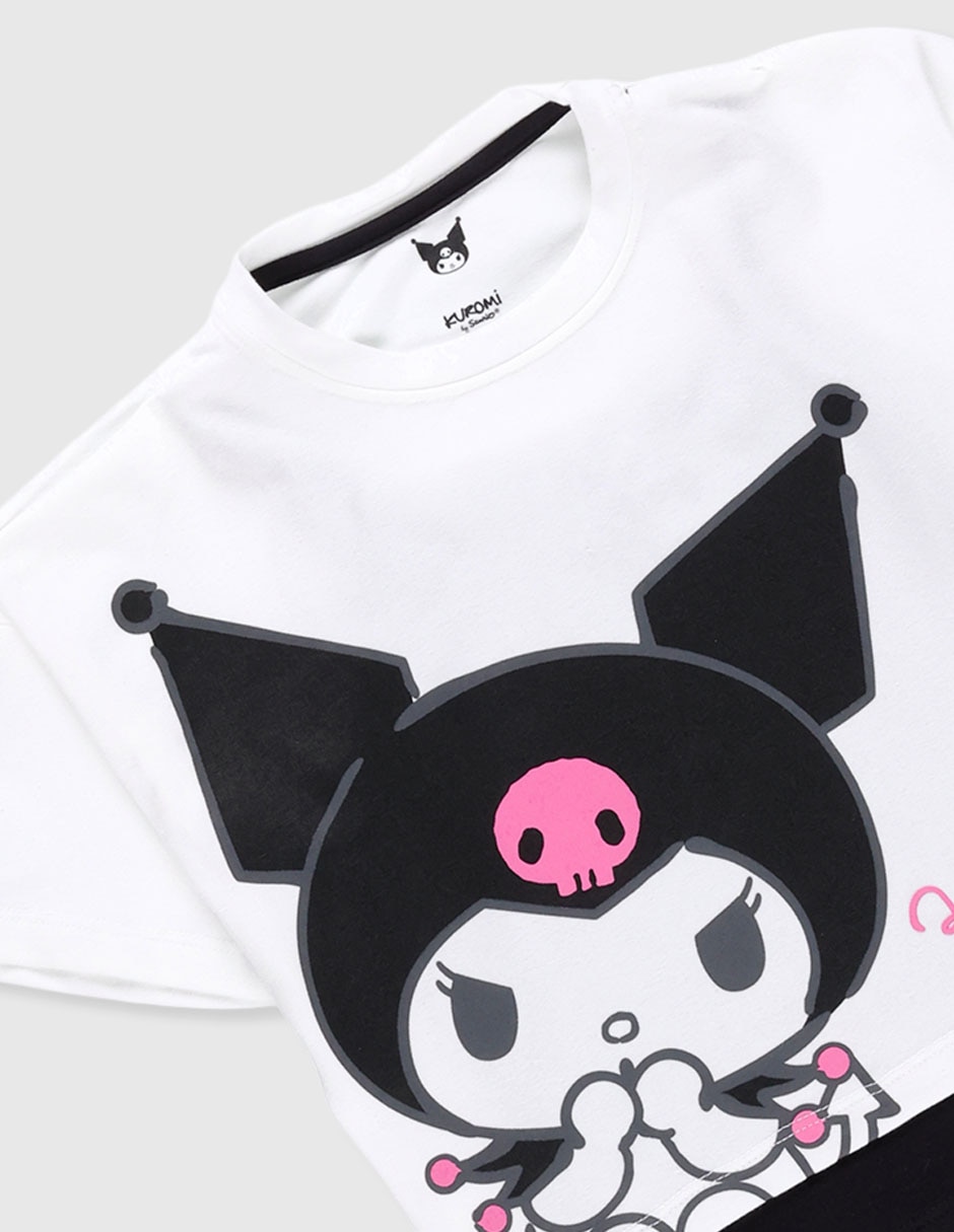 Set playera Kuromi manga corta para niña 3