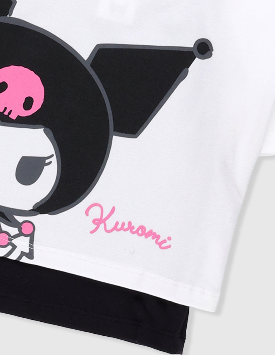 Set playera Kuromi manga corta para niña 4